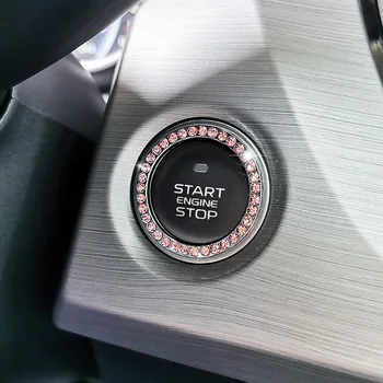 Automotivo universal de um botão iniciar anel decorativo com um botão iniciar botão de ignição coroa decoração iniciar tampa