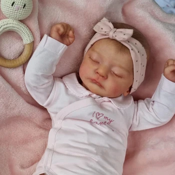 NPK 19inch Bebê Recém-nascido Renascer Boneca Bebê Dormir Kai Realistas Toque Suave com a Mão-elaborar o Cabelo da Boneca