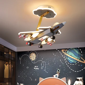 Avião LED Ventilador de Teto, luzes de meninos filhos de quarto de Bebê lamparas de teco Cartoon DIODO emissor de ventiladores de Teto com Luzes para Crianças