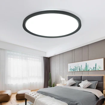 Moderna de Teto LED Luzes do teto Ultra Fino, Preto Redondo Lâmpada de Painel para o Quarto Cozinha Sala de Estudo do Interior Luminárias