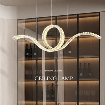 Luxo Moderno K9 De Cristal Led Luzes Pingente De Luxo, Sala De Jantar, Teto Lustre Lustre De Aço Dimmable Hanging Lamp Decoração Da Lâmpada