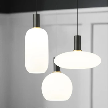 LED moderna de Vidro Branco Leitoso luminária de Teto de Iluminação para Sala de estar, Sala de Jantar, Quarto Criativas de Decoração de Casa de Pendurar Luzes