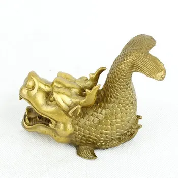 Cobre puro cabeça de dragão peixe Aoyu Rui besta beijo de bronze cobre de branco aruanã acessórios para o lar