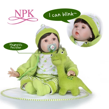 NPK, 55cm de silicone bebe reborn dolls Piscando boneca Companheiro Para as Meninas de boneca. reborn baby de pelúcia de presente de aniversário bebê dormir