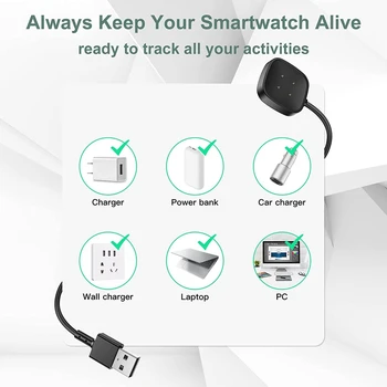 2PCS Smartwatch Cabo do Carregador Para o Fitbit-Versa-4-Sentido-2-Versa-3-Senso Cabo USB Cabo de Carregamento Rápido Smartwatch