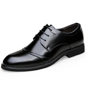 Vestido Formal Sapatos para Homens Genuína Preta de Couro do Escritório de Negócios de Calçados de Melhor Qualidade Laço na Obra Clássica do sexo Masculino Sapato Derby