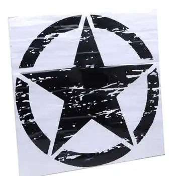 19.7 em Carro do Corpo de Adesivo Black Star Decoração para o Jipe F150 Rubicon JK CJ TJ YJ Estrela de Cinco Pontas Etiqueta do Carro do PVC