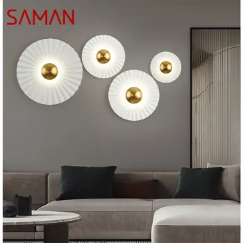 SAMAN Interior Moderno, Simples Lâmpada de Parede LED Criativo Branco Candeeiro de Luzes para a Home Sala Quarto-de-Cabeceira Decoração