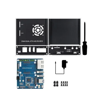 Para Raspberry Pi CM4 Dual Gigabit Ethernet de Porta Placa de Expansão da Placa do Núcleo de Computação Módulo com o Caso Plug EUA