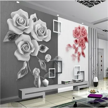 wellyu Personalizado mural em grande escala relevos rosa de arte PLANO de fundo de parede não tecido papel de parede papel de parede para quarto