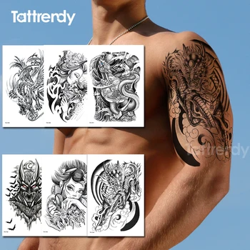 tatuagens temporárias para os homens braço no ombro da tatuagem decalque tribal preto à prova d'água tatoo temporária adesivos corpo de verão tatuagem sexy