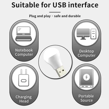 Plug USB Lâmpada Computador de Alimentação Móvel de Carregamento USB Pequeno Livro do DIODO emissor de Luz de Proteção para os Olhos de Leitura Rodada de Luz Luz Luz da Noite Lâmpadas
