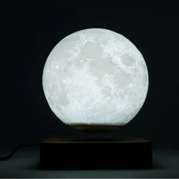 A impressão da Noite do DIODO emissor de Luz de Toque Criativo de Levitação Magnética da Lua Lâmpadas 3 Cores de Giro Flutuante Atmosphereesk Lâmpada de Presente