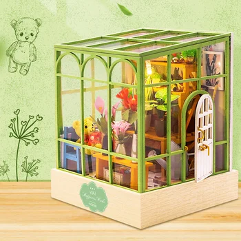 Novo DIY de Madeira, de Casa de Boneca Kit Miniatura de Flor de Casa Casa de boneca Com Móveis, Luzes de Mini Villa Brinquedos Para Adultos Meninas Presentes