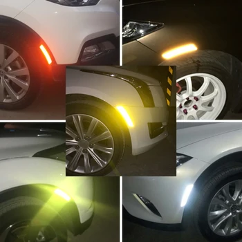 2pcs Estilo Carro Roda de Carro Sobrancelha Adesivos refletores Aviso Roda Aro Sobrancelha Segurança Refletor de Luz Etiqueta Auto Acessórios