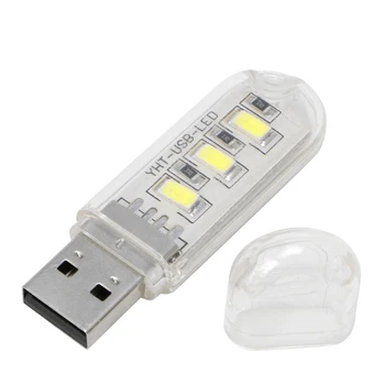 Chaveiro portátil USB Power 3 LED Branco Luz da Noite do Disco de U Forma Tampa da Lâmpada Dropshipping