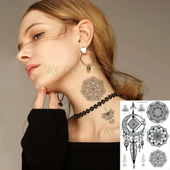 Impermeável da Etiqueta Temporária Tatuagem Totem Pena de Seta Mandala Falso Tatto Flash Tatoo Perna de Trás do Braço de Arte para a Menina Mulheres Homens