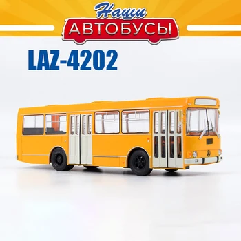 Escala 1/43 LAZ-4202 Ucrânia Plástico Ônibus Carros de Modelo Médio da Cidade de Ônibus MDSB012 exposição Estática de Adultos Brinquedos Colecionáveis Carro Meninos