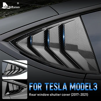 Triângulo de Decoração Para o Tesla Model 3 2017-2022 Modificado Acessórios de Fibra de Carbono Adesivos ABS de Estacionamento Traseiro, Janela Tampa do Obturador