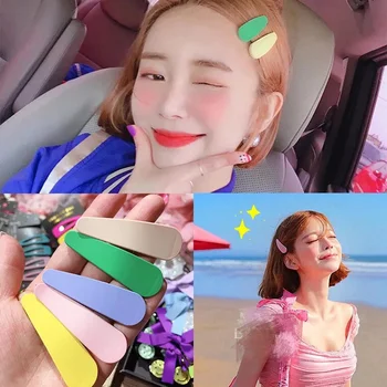 Mulheres coreanas Gancho de Macaron de cor Fosco Ins em forma de Gota Amor de Onda BB Clipe de Franja de Cabelo Clipes de Cabelo Edge Clip Clip Superior Headwear