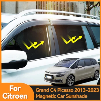 Para A Citroen Grand C4 Picasso 2013-2023 Magnético Carro Pára-Sol A Viseira De Sol Do Pára-Brisa Dianteiro De Cortina Traseira Do Lado Da Janela Para Proteger Do Sol