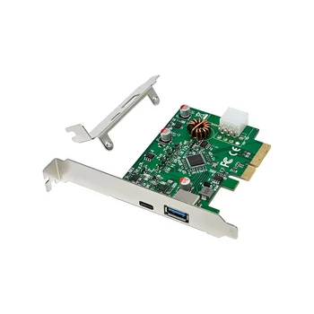 ASM3142 PCIE X4 USB3.1-TIPO C+A 10G de Conversão de Alta Velocidade Placa de Expansão PCIE ASM3142 USB3.1 Controlador De Host Cartão