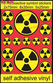 15 Radioativos Símbolo de Perigo Adesivos Nuclear Portátil Moto e Quarto de Ferramentas Decalques Adesivo de Carro KK Capa de Vinil PVC Impermeável