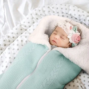Recém-Nascidos Saco De Dormir Engrossar Inverno Do Bebê Envelope De Malha Carrinho Swaddle Footmuff Criança Slaapzak Garoto Sleepsack Infantil Sacos