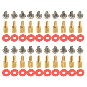 20Pcs de Ouro placa-Mãe Riser+Parafusos Computador Vermelho Arruelas de 6,5 mm 6-32-M3 Junta