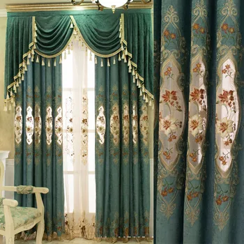 Luxo em Estilo Europeu, Chenille Cortinas Cortinas Acabado É Adequado para Sala de estar, Quarto de Pimentão Bordado Cortinas Personalizadas