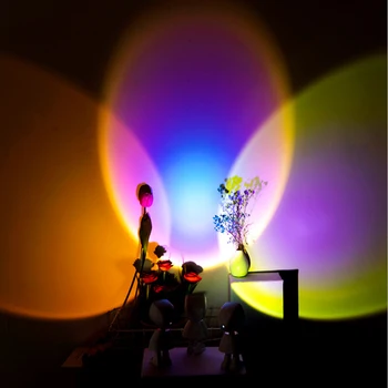 Lâmpada de arco-íris Neon Noite Projector de Luz Fotografia de Parede Iluminação da Atmosfera para o Quarto da Sala de Casa Decoração Presente
