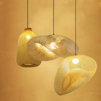 Moderno, de Estilo Chinês, Iluminação LED, Luzes Pingente Cozinha Lâmpadas Penduradas LOFT de Bambu luminária Casa de Decoração de Sala de estar Pendente