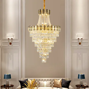 Luxo K9 lustre de Cristal duplex sala de estar decoração lustre villa hotel de iluminação