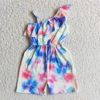 A4-23 Preço de Atacado Meninas roupas de verão diagonal cinta de cor mista bolso duplo boutique cute fashion onesie