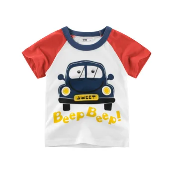 Crianças Tops Bebê Cartoon Veículo de Algodão Camiseta Menino Menina de Automóvel Ônibus Caminhão Camisa de T de Crianças Roupas Casuais Mole de Manga Curta T 2-8T