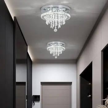 Luz de teto de cristal circular de luxo moderno corredor minimalista varanda entrada da luz de teto criativo quarto dos dispositivos elétricos de iluminação