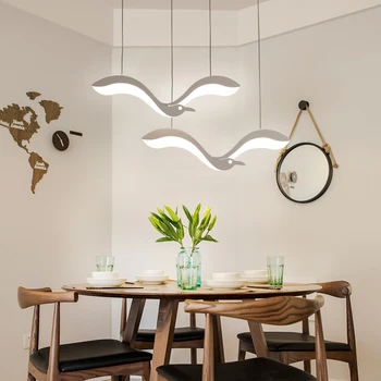 Personalidade Gaivota Sala de Jantar luminária Simples Pós-moderno Quarto Estudo Pingente de Luz Criativa Barra de Iluminação LED de Suspensão