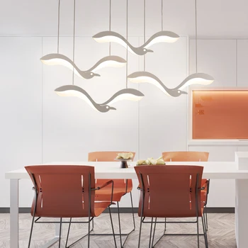 Personalidade Gaivota Sala de Jantar luminária Simples Pós-moderno Quarto Estudo Pingente de Luz Criativa Barra de Iluminação LED de Suspensão