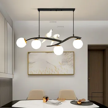 Nórdicos, Sala de Jantar LED Pássaro luminária de Iluminação Preto/Ouro Pingente de Vidro Luminárias Loft Hanging Lamp Acessórios de Cozinha
