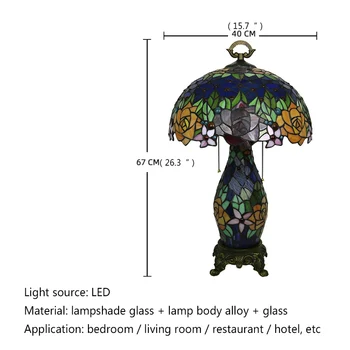 SOURA Tiffany Mesa de Vidro da Lâmpada LED Moderna, Criativa Rosa Flor de Luz da Mesa de Decoração Para Casa, Sala, Quarto-de-Cabeceira