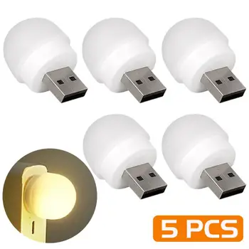 USB Mini do DIODO emissor de Luz do USB Plug Lâmpada Para o Banco do Poder de USB Mini Livro Luzes Redondas Pequenas Leitura de Proteção para os Olhos Lâmpadas