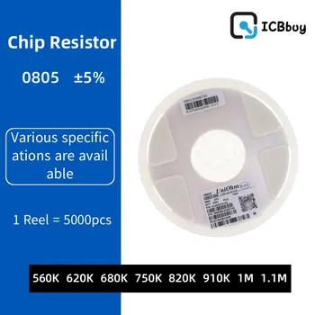 5000PCS 0805 Resistor SMD de Precisão de 5% 0 ohms ~ 10M ohm 560K 620 K 680K 750K 820K 910K 1M 1,1 M