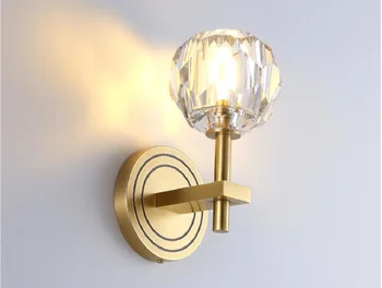 Moderno cobre de cristal da lâmpada de parede da sala de estar, quarto de cabeceira lâmpada Nórdicos luxo da parede do DIODO emissor de luz