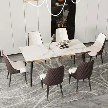Nordic Luxo De Jantar, Cadeiras De Couro Designer Encosto De Pernas De Metal Cadeiras De Jantar De Lazer Recepção Cadeiras Para Pequenos Espaços De Comedor De Móveis