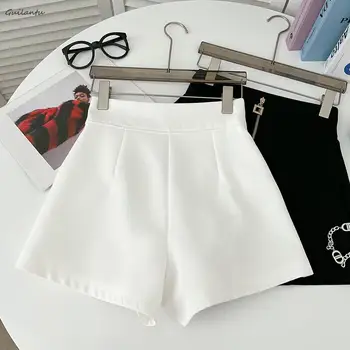 2023 Estilo Coreano De Verão Cintura Alta Terno Shorts Mulheres Fashion Zíper Casual Grande Perna De Calça Curta, Y2k Harajuku Mini Shorts