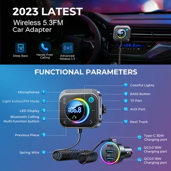 Portátil, Adaptador para Carro Transmissor de Mãos Livres Chamada Adaptador de Áudio Bluetooth-compatitable Carro Transmissor de Rádio de Acessórios para carros