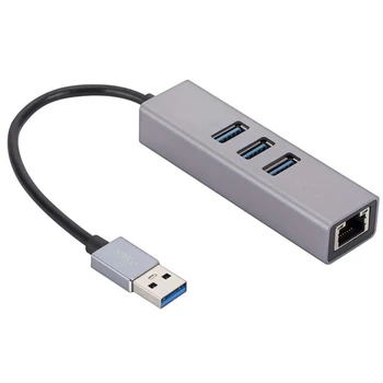 Liga de alumínio USB, Placa de Rede Gigabit 3 Porta 3.0 HUB USB Para RJ45 Placa de Rede Gigabit Ethernet Adaptador