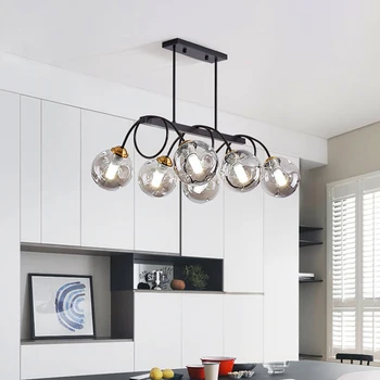 Decoração de casa moderna led luzes de pingente de lâmpadas de luz para a sala de iluminação interna de vidro