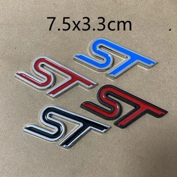 5X Estilo metálico Vermelho Azul Preto ST Carro do Cromo Emblema Emblema do Auto de Decalque 3D Adesivo Emblema Ford Focus ST Mondeo