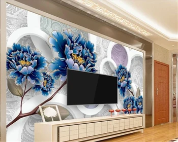 beibehang papel de parede HD hudases de beleza aconchegante, simples azul peônias PLANO de fundo de papel de parede para parede 3 d papier peint mural 3d